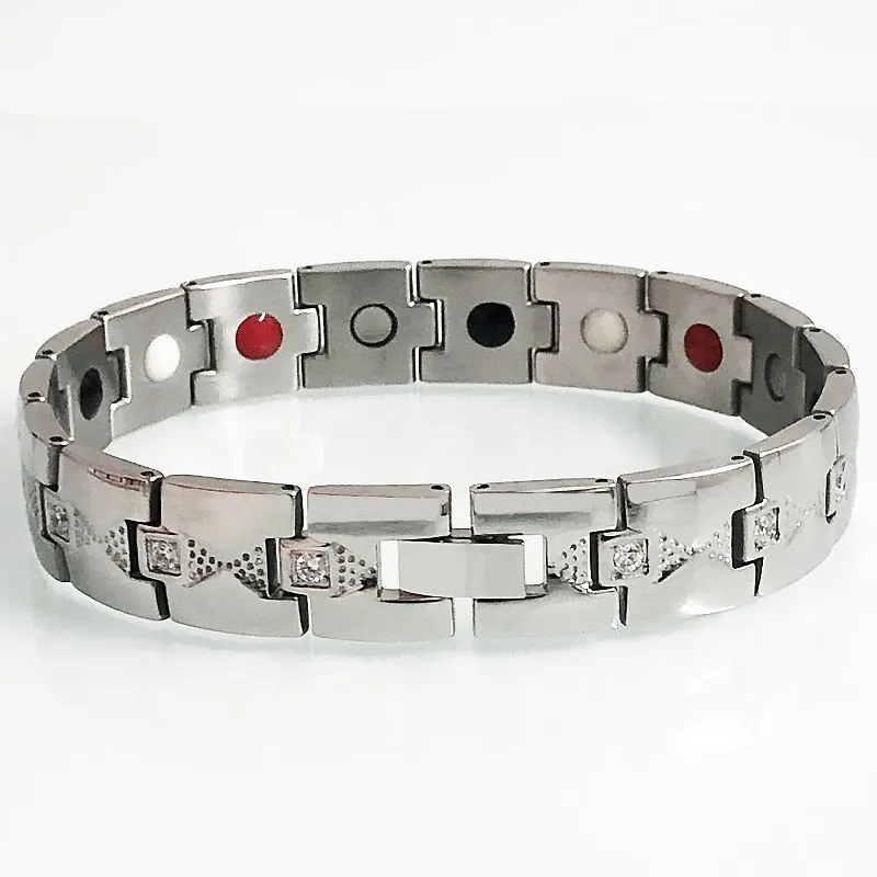 Men Stainless Steel Bracelet Women Health Care Germanium Bio Negative Ions Wrist Accessories