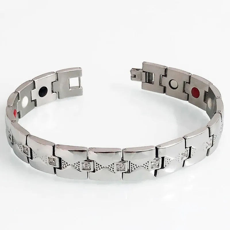 Men Stainless Steel Bracelet Women Health Care Germanium Bio Negative Ions Wrist Accessories