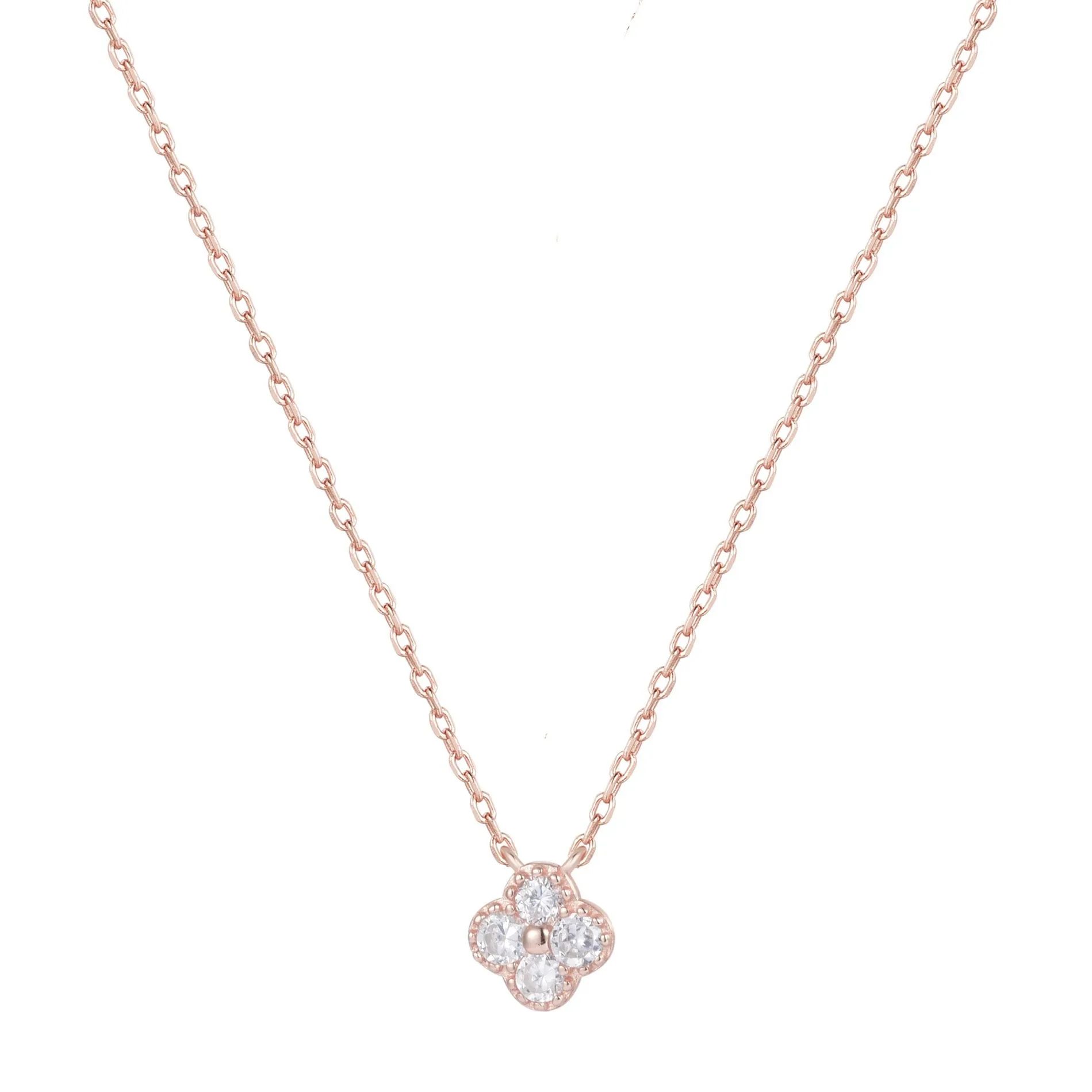 MIA MINI CRYSTAL CLOVER ROSE GOLD NECKLACE