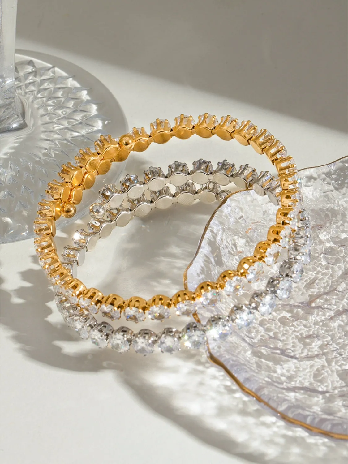 MQTIME  -   Stainless Steel Inlaid Zircon Bracelet
