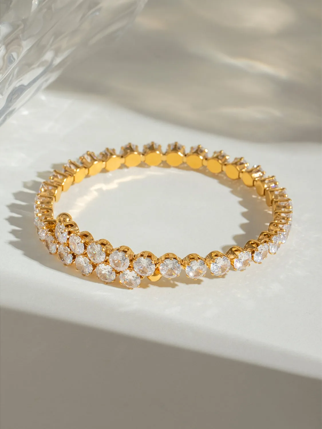MQTIME  -   Stainless Steel Inlaid Zircon Bracelet