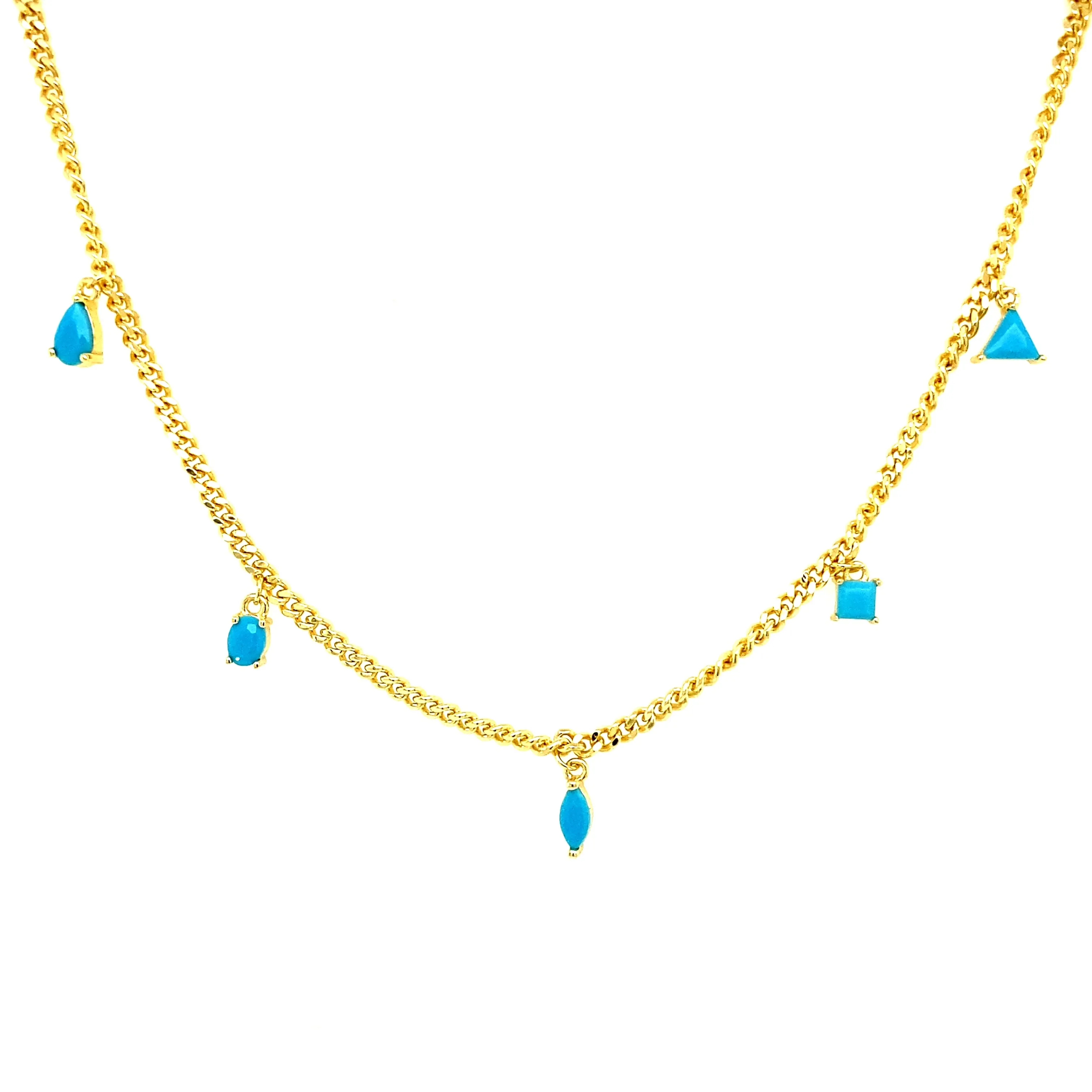 Multi Shaped Turquoise Charm Necklace