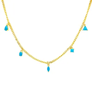 Multi Shaped Turquoise Charm Necklace