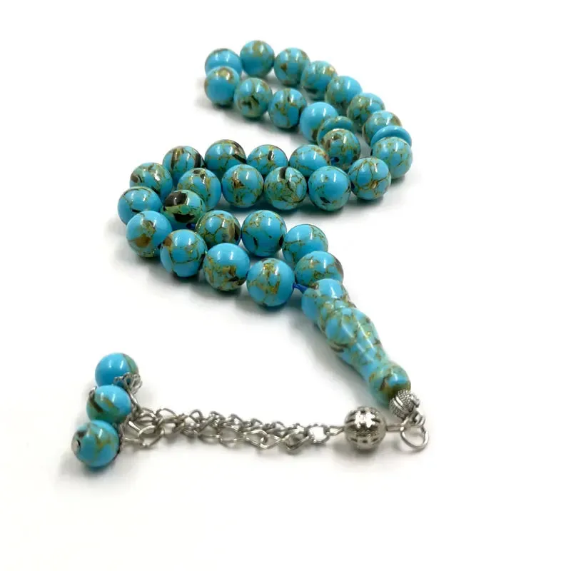 Muslim Shell Set Stone Green Beads Tasbih Mastkhan Rosary Beads Men's Misbaha Bracelet