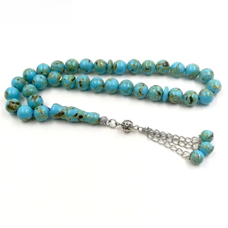 Muslim Shell Set Stone Green Beads Tasbih Mastkhan Rosary Beads Men's Misbaha Bracelet