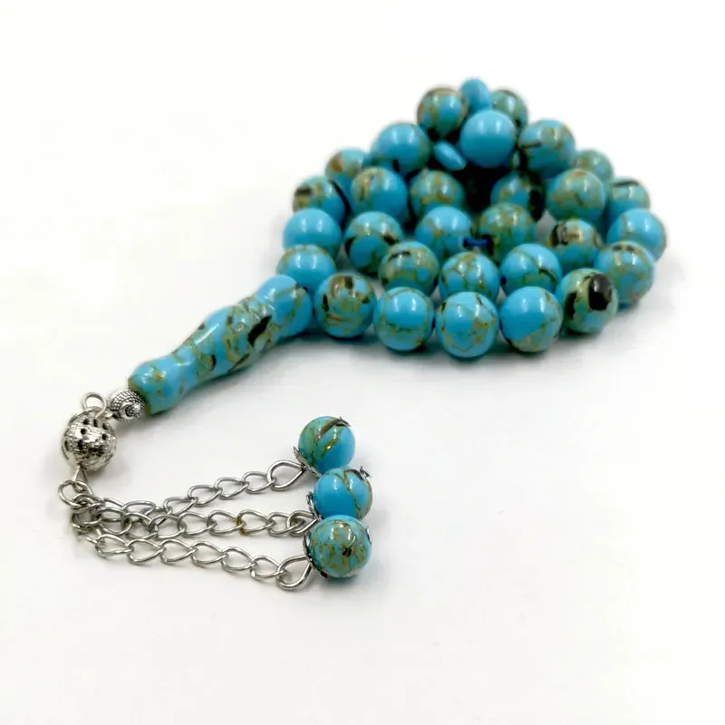 Muslim Shell Set Stone Green Beads Tasbih Mastkhan Rosary Beads Men's Misbaha Bracelet