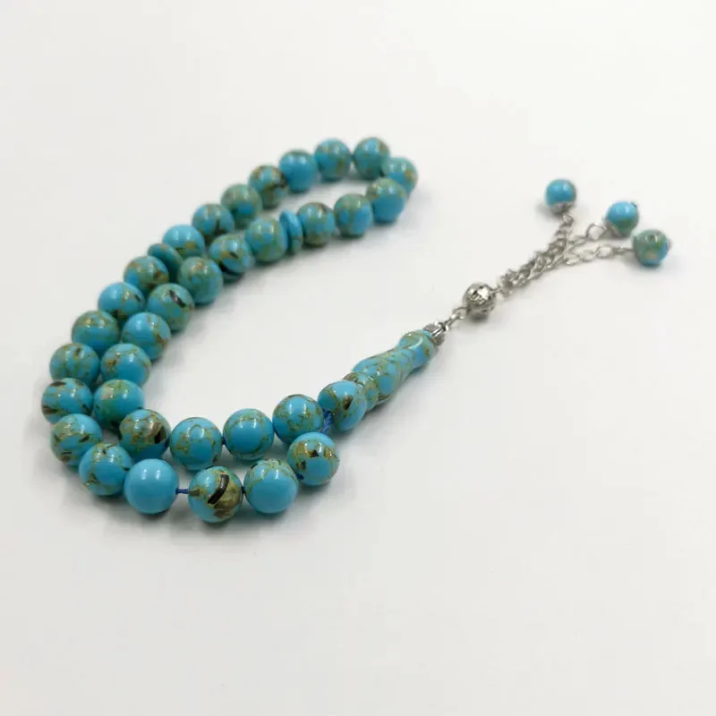 Muslim Shell Set Stone Green Beads Tasbih Mastkhan Rosary Beads Men's Misbaha Bracelet