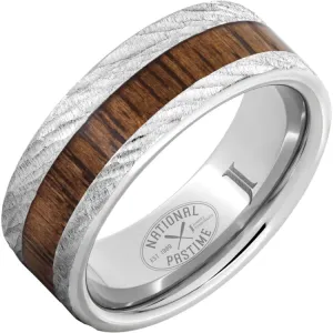National Pastime Collection Serinium® Ring with Hickory Vintage Baseball Bat Wood Inlay and Bark Finish