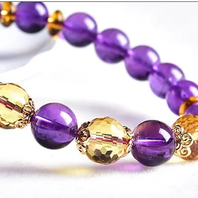 Natural Amethyst Citrine Beads Wealth Bracelet