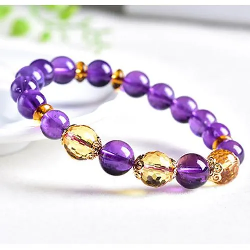 Natural Amethyst Citrine Beads Wealth Bracelet