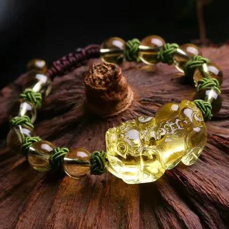 Natural Citrine Pixiu Protection&Wealth Bracelet