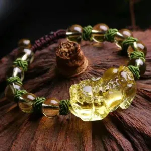 Natural Citrine Pixiu Protection&Wealth Bracelet