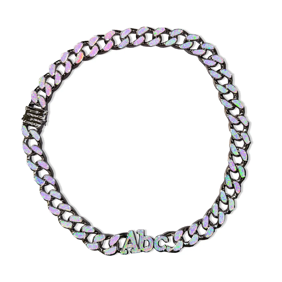 Opal Opal Opal Curb Link Necklace (Bubble Gum)