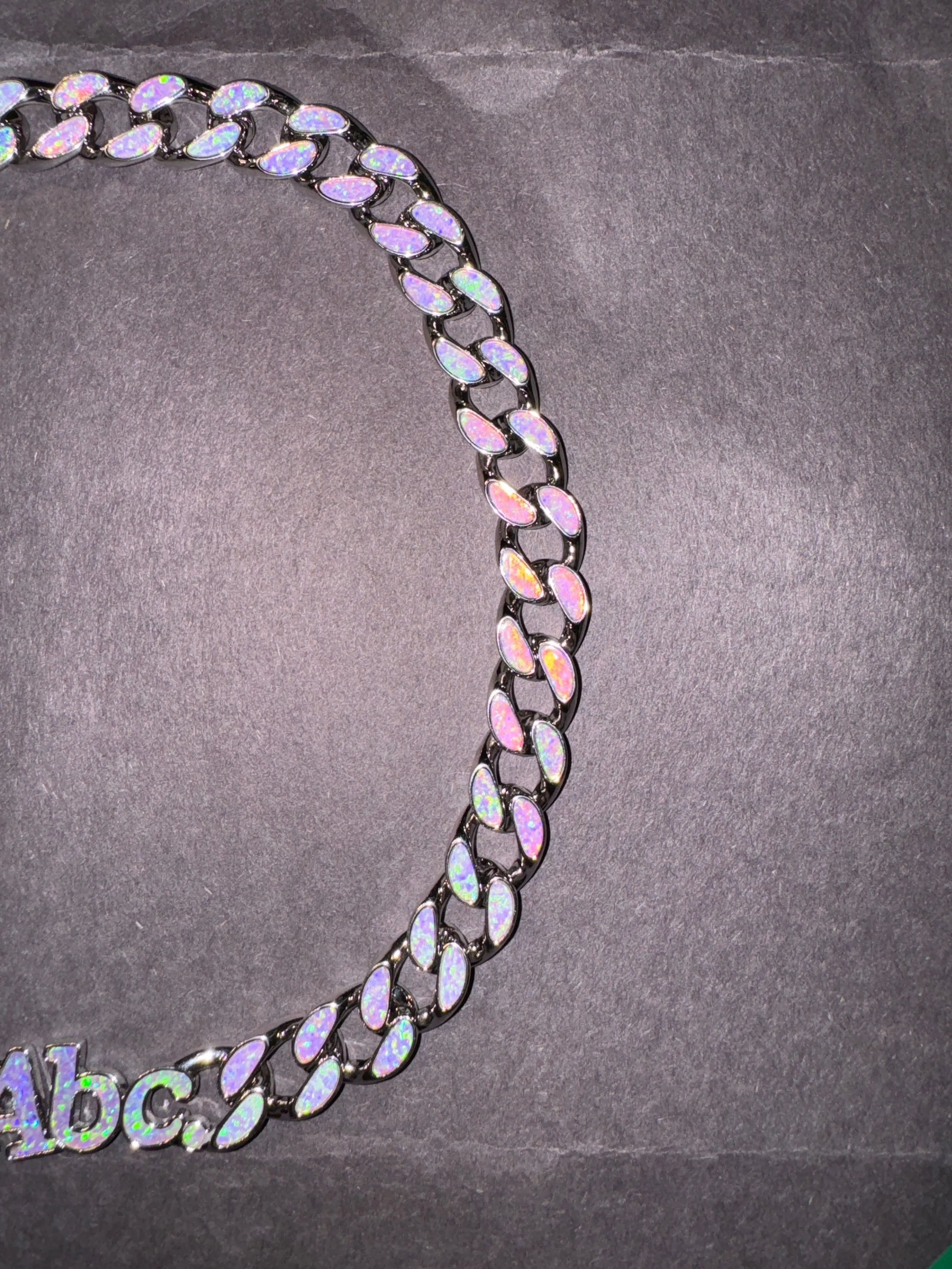 Opal Opal Opal Curb Link Necklace (Bubble Gum)