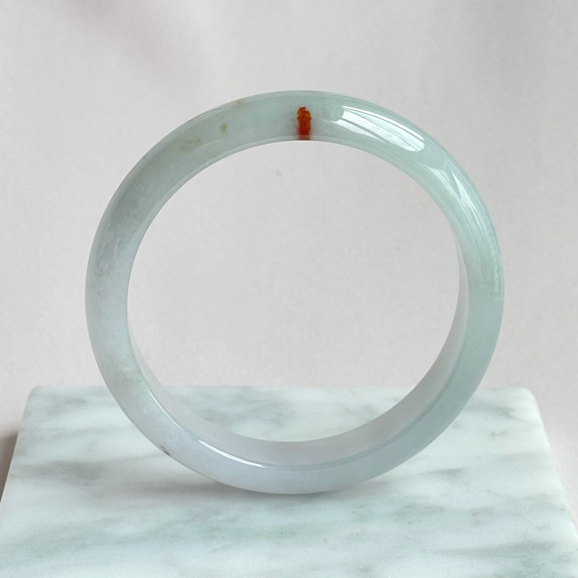 P31158 58.1mm Off-white Red Ink Jadeite Bangle