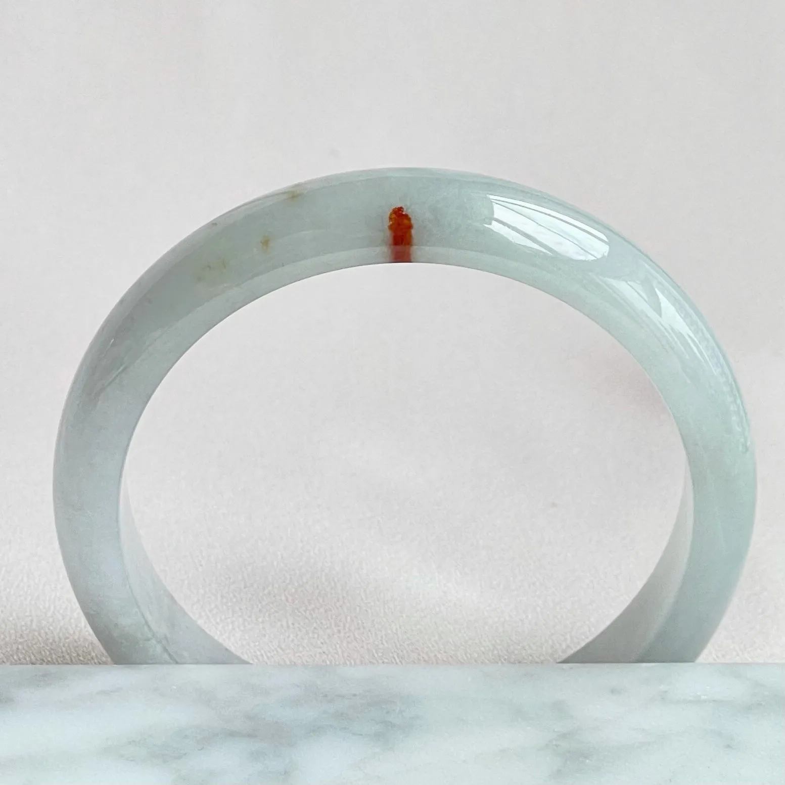 P31158 58.1mm Off-white Red Ink Jadeite Bangle