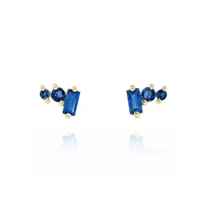 Petite Post Earrings - 18k Yellow Gold   Blue Sapphires