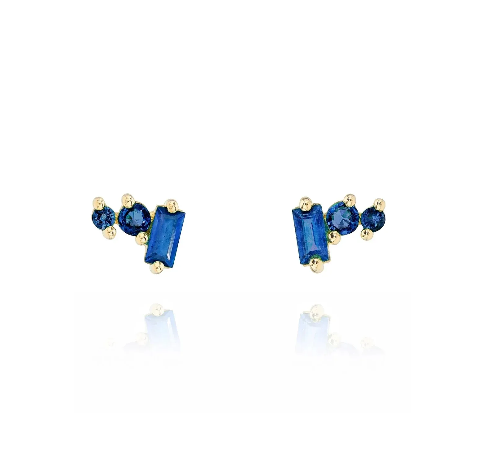 Petite Post Earrings - 18k Yellow Gold   Blue Sapphires