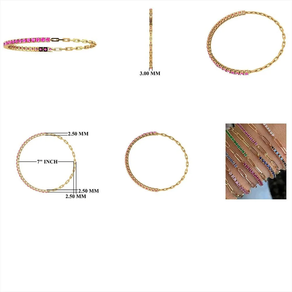 Pink Sapphire Bracelet 7''