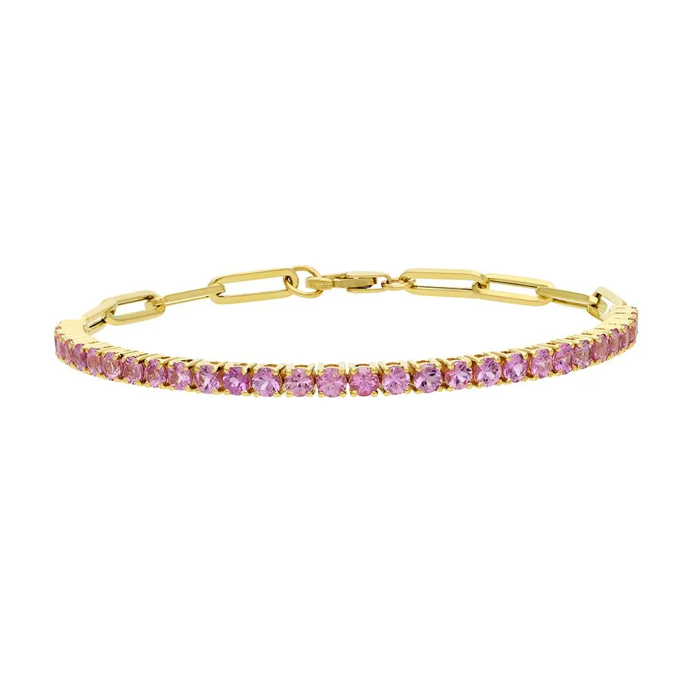 Pink Sapphire Bracelet 7''