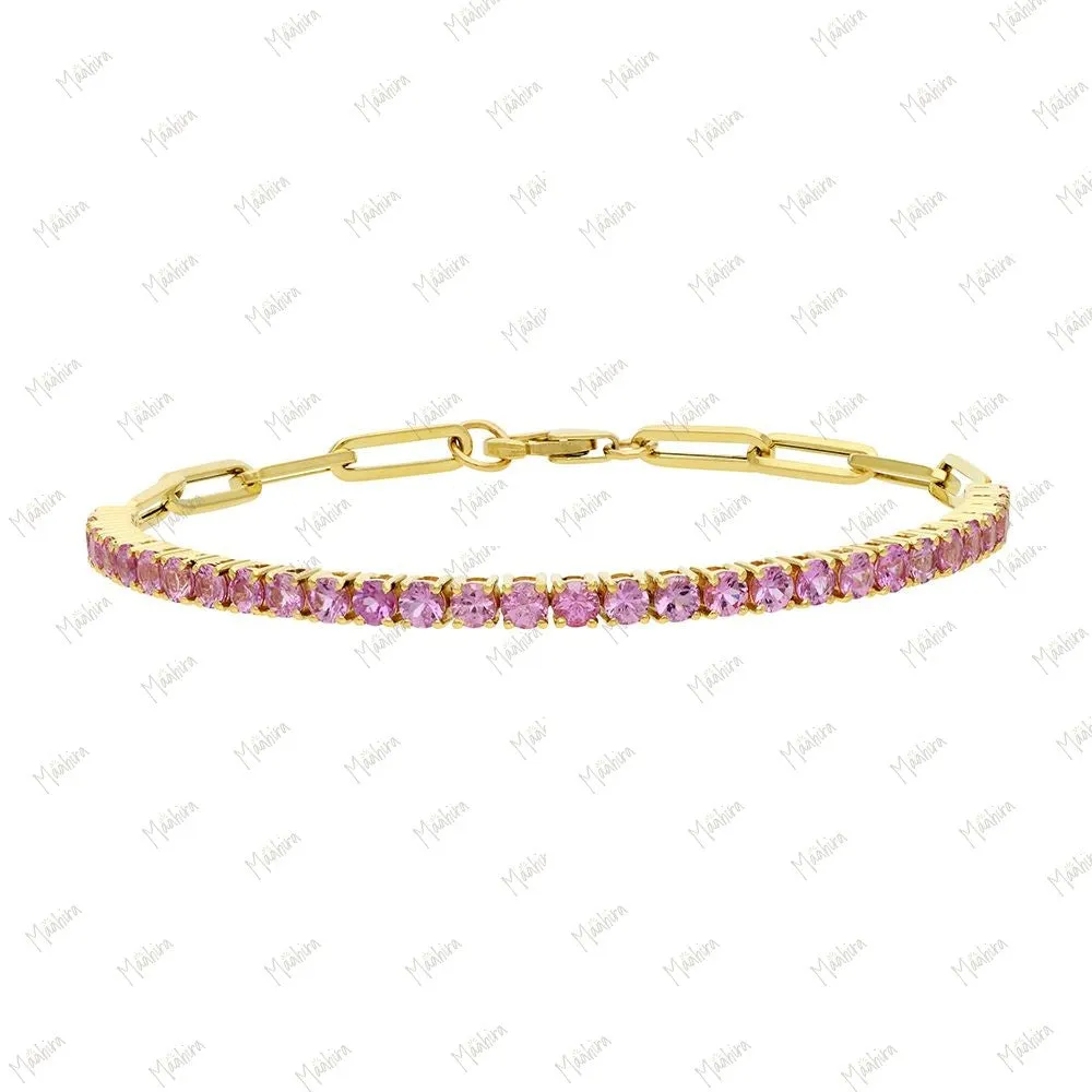 Pink Sapphire Bracelet 7''