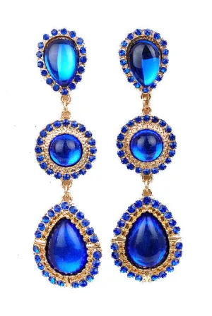 Sapphire Blue Gemstone Teardrop Earrings