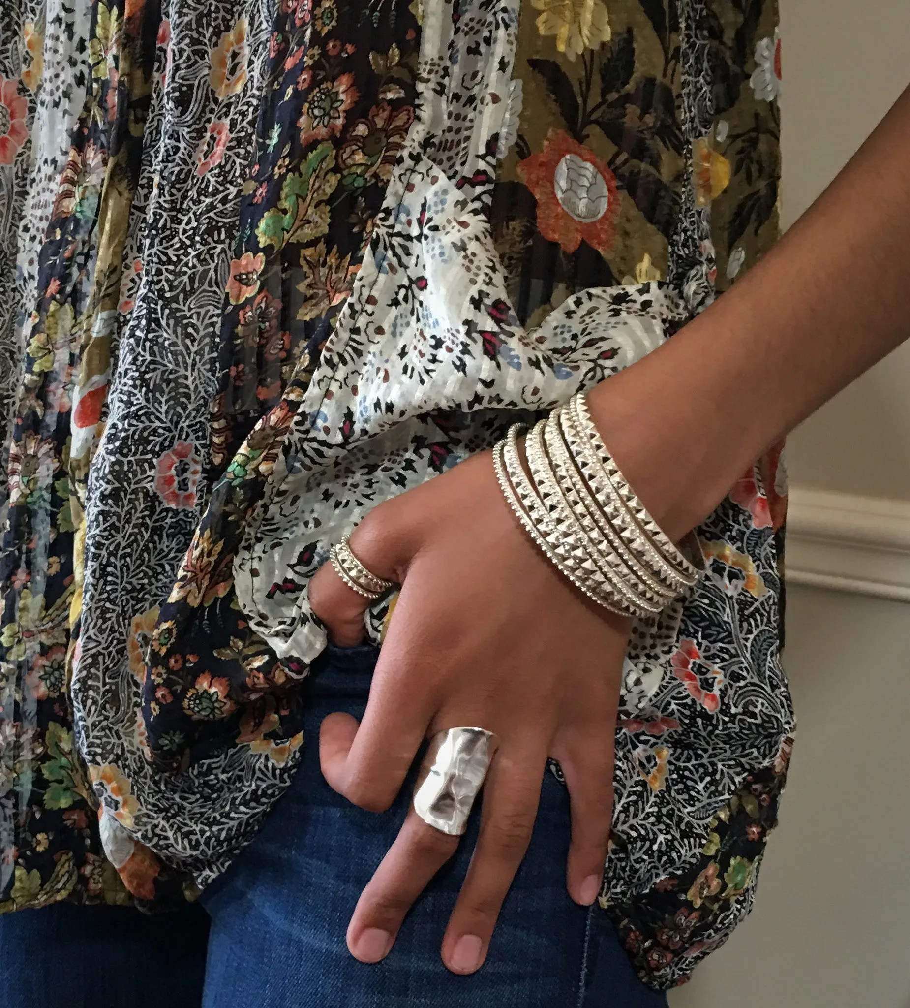 Silver Beaded Bangle