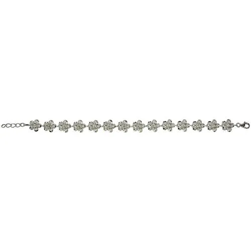 Sterling Silver Rhodium Plated 10mm Plumeria with CZ Bracelet