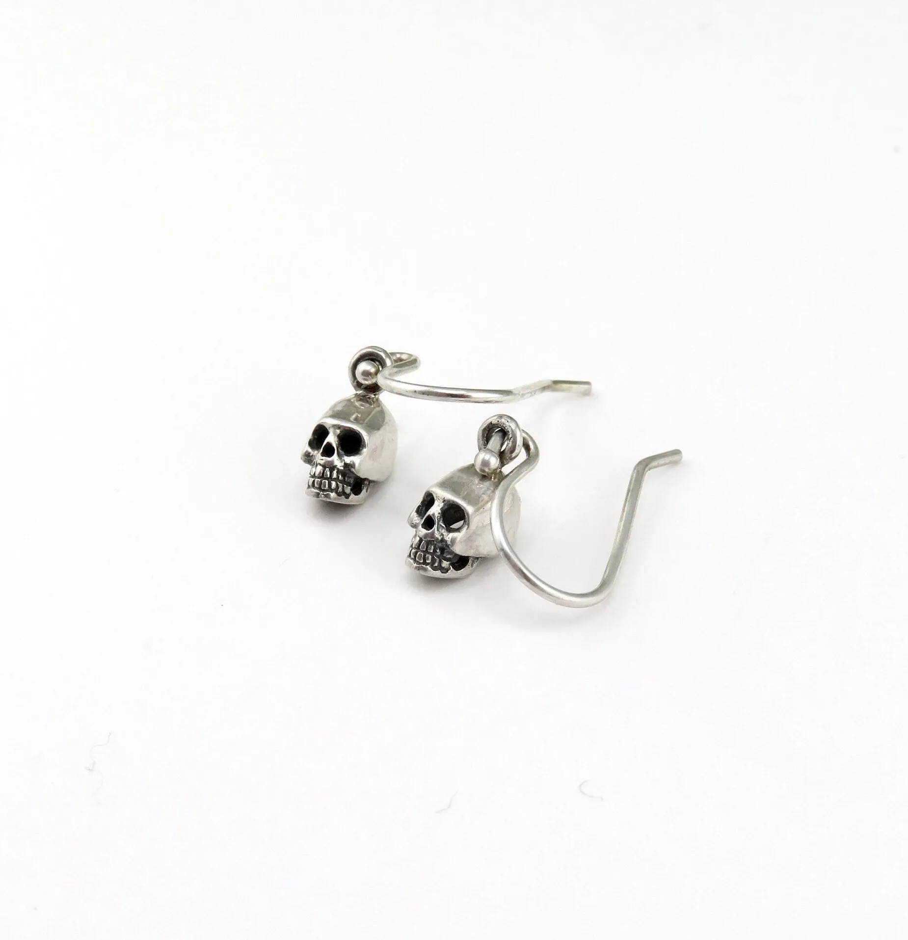 Tiny Skull Earrings - Silver