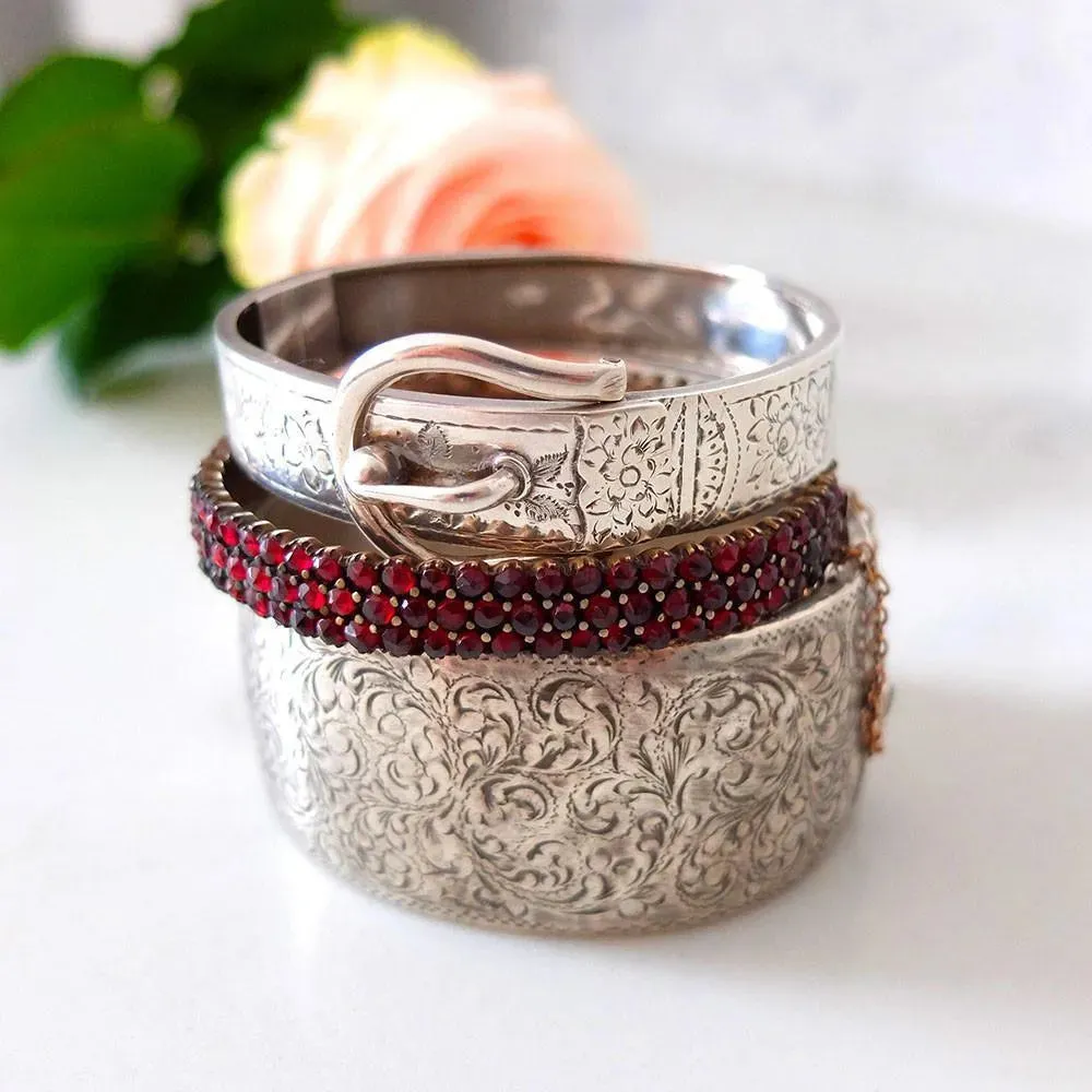 Vintage 1960s Sterling Silver Wide Bangle Bracelet