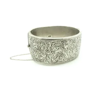 Vintage 1960s Sterling Silver Wide Bangle Bracelet