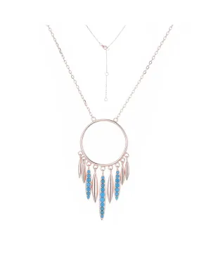 WILLOW DREAM CATCHER TURQUOISE ROSE GOLD NECKLACE