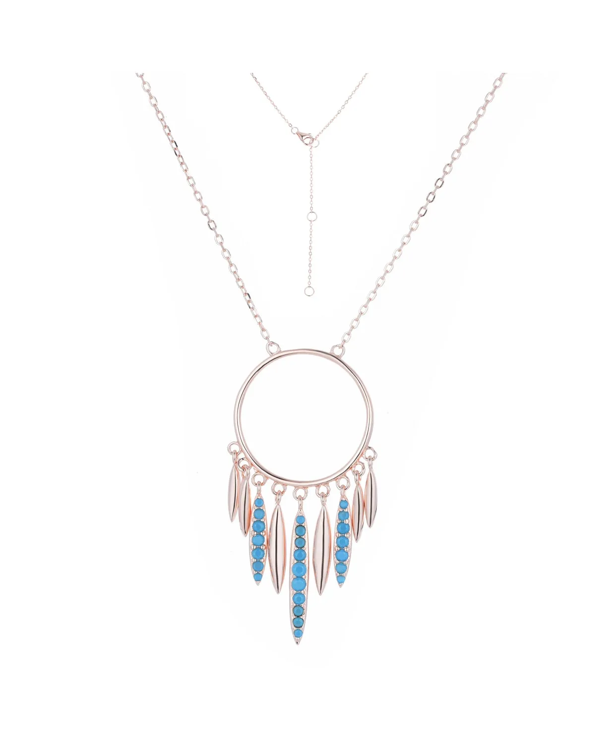 WILLOW DREAM CATCHER TURQUOISE ROSE GOLD NECKLACE