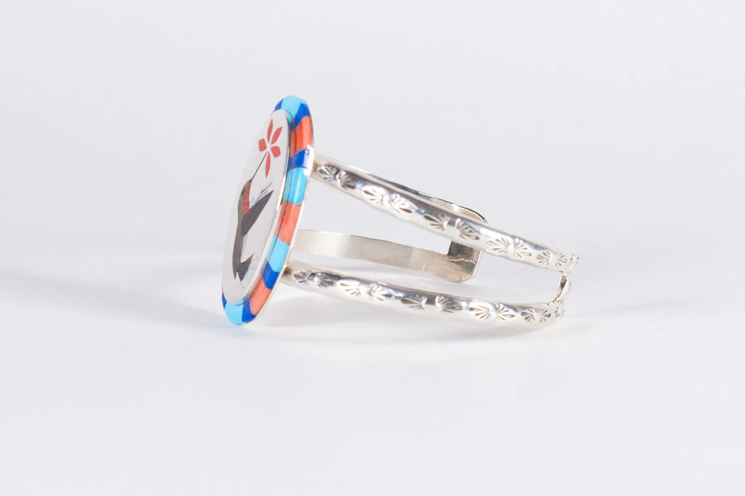 Zuni Multistone Inlay Hummingbird Bracelet by Albert and Dolly Banteah