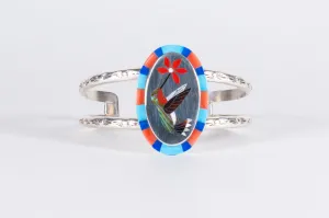 Zuni Multistone Inlay Hummingbird Bracelet by Albert and Dolly Banteah